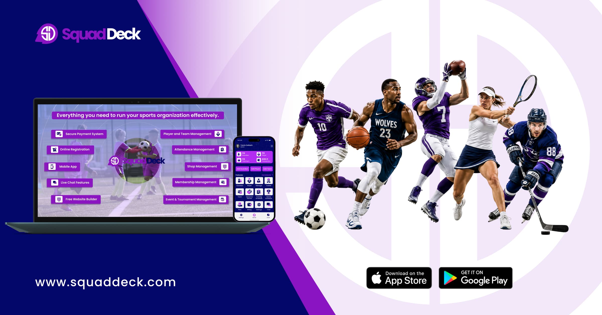 SquadDeck sports management solution dashboard compared to other platforms