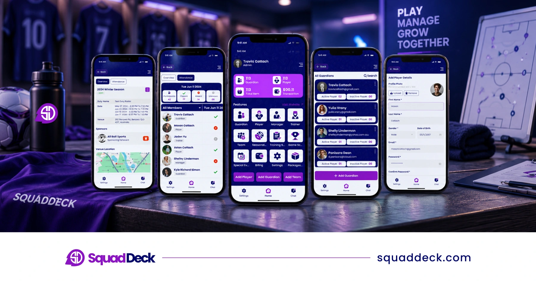 Sports club management app and platform dashboard by SquadDeck